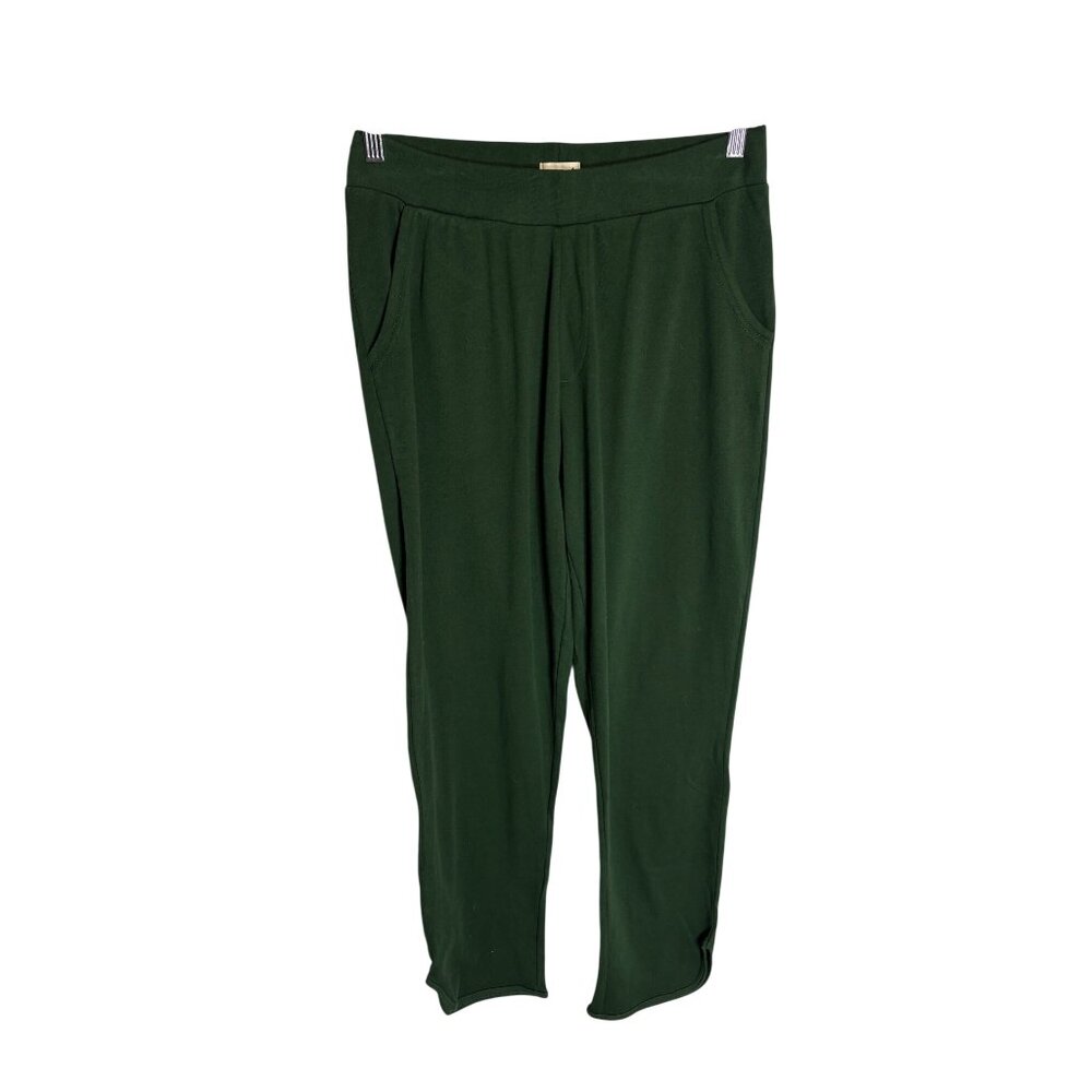 PACT Stretch French Terry Tulip Hem Pants Green Ankle Length-sz Large
